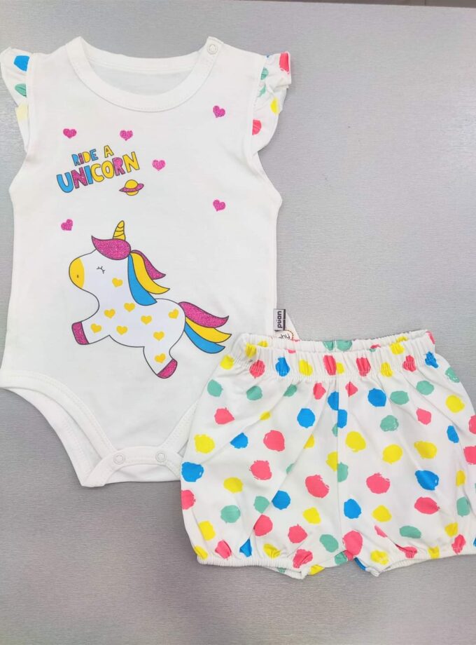 Σύνολο Unicorn Πουά Bebe - Νο 6-18 μηνών