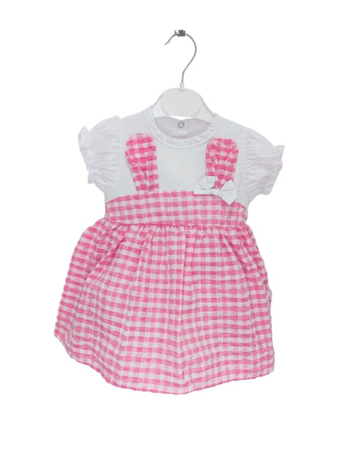 Φορεματάκι Καρό Ροζ-Άσπρο Bebe - No 6-18 μηνών