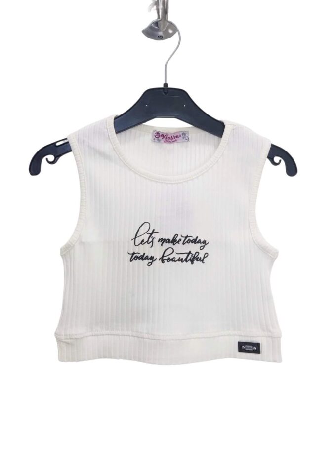 Μπλουζάκι Αμάνικο Crop Ριπ Άσπρο Junior - Νο 8-14 ετών