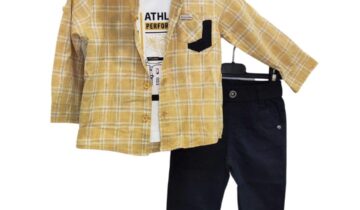 Σύνολο Τριπλό Μουσταρδί Καρό Bebe - Νο 12-36 μηνών