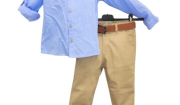 Σύνολο Καλό Σιελ Πουκάμισο Μπεζ Παντελόνι - No 2-9 ετών