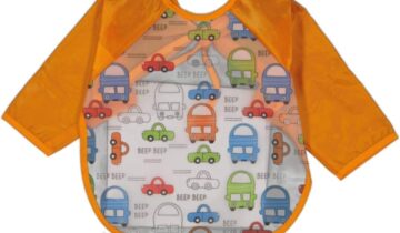 Σαλιάρα Με Μανίκια Αυτοκινητάκια Πορτοκαλί