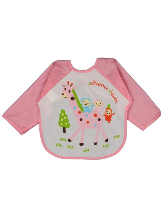 Σαλιάρα Με Μανίκια Καμηλοπάρδαλη Ροζ