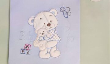 Πάνα Αρκουδάκια Κέντημα Γαλάζιο