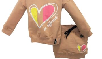 Σύνολο Φούτερ με Φουστάκι Heart Καφέ Mini - Νο 2-6 ετών