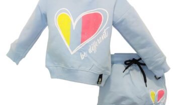 Σύνολο Φούτερ με Φουστάκι Heart Γαλάζιο Mini - Νο 2-6 ετών