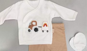 Συνολάκι 5 τεμαχίων Τρακτέρ Μπεζ NEWBORN - Νο 0-3 μηνών