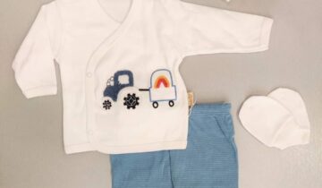 Συνολάκι 5 τεμαχίων Τρακτέρ Γαλάζιο NEWBORN - Νο 0-3 μηνών