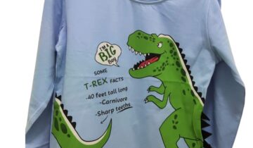 Μπλούζα Μακρυμάνικη Δεινόσαυρος Γαλάζιος Junior - Νο 5-9 ετών