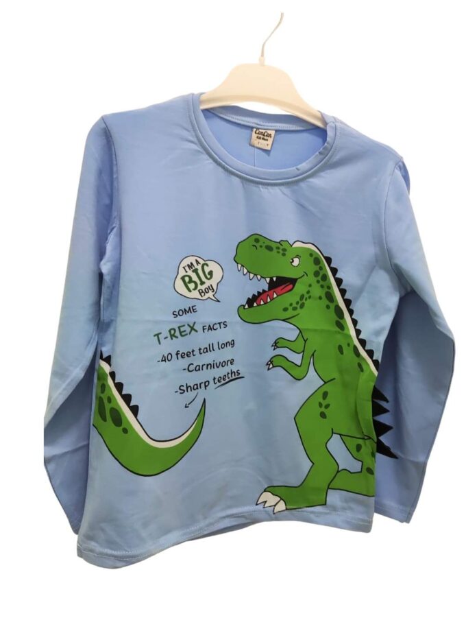 Μπλούζα Μακρυμάνικη Δεινόσαυρος Γαλάζιος Junior - Νο 5-9 ετών