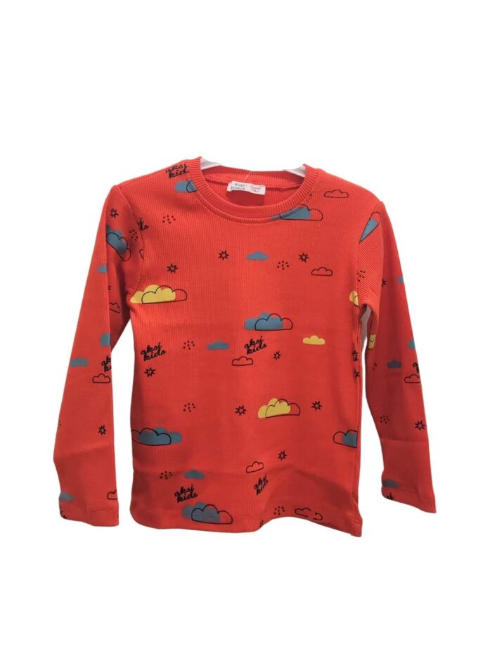 Μπλούζα Μακρυμάνικη Ριπ Κεραμιδί Unisex - Νο 2-6 ετών