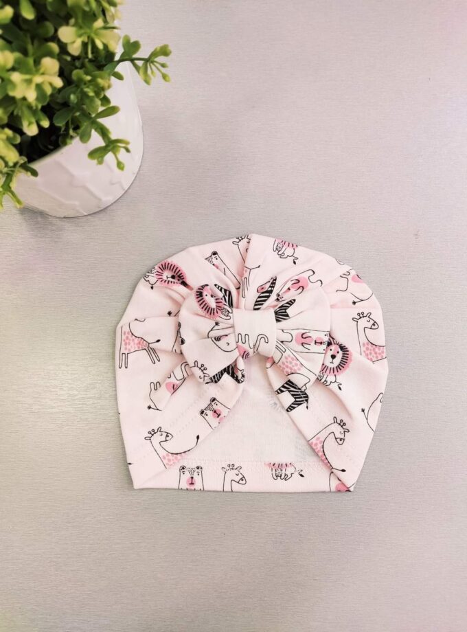 Τουρμπάνι Ροζ με Ζωάκια Bebe