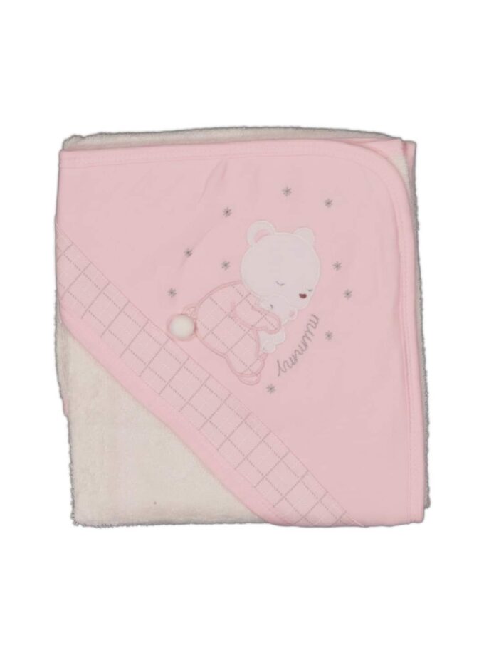 Μπουρνούζι-κάπα Αρκουδάκι Ροζ