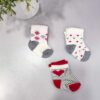 Τριπλέτα Καλτσάκια Newborn Άσπρο-Κόκκινο-Γκρι