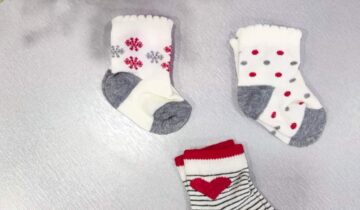 Τριπλέτα Καλτσάκια Newborn Άσπρο-Κόκκινο-Γκρι