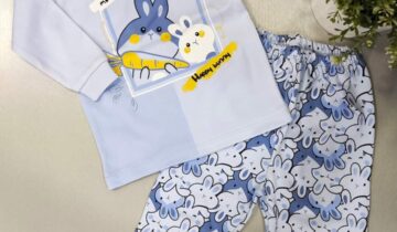 Μπιτζάμα με Λαγουδάκια Γαλάζια - Νο 1-3 ετών