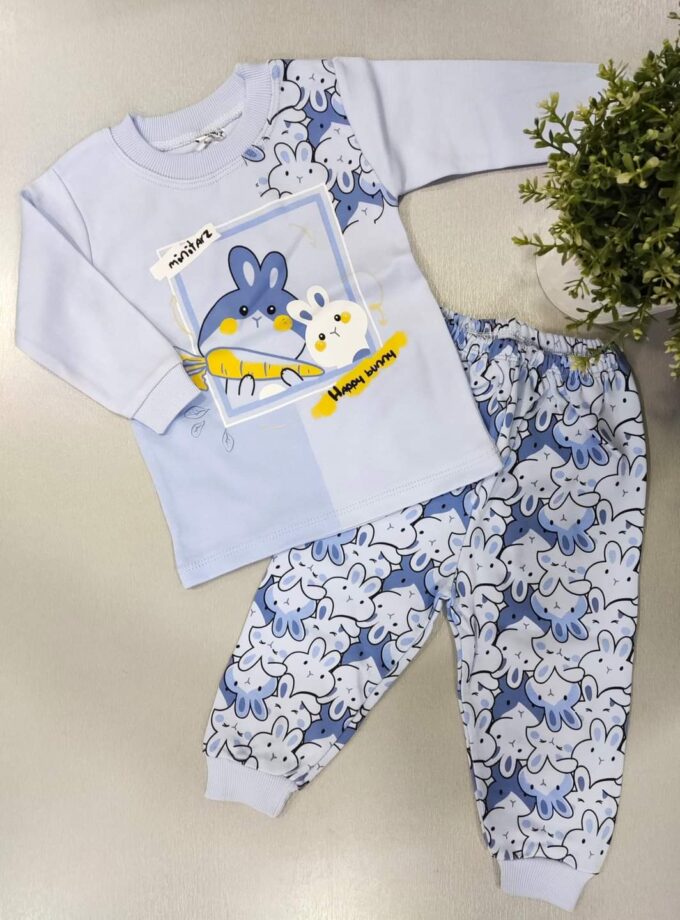 Μπιτζάμα με Λαγουδάκια Γαλάζια - Νο 1-3 ετών