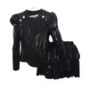 Σετ Λαμέ Μπλούζα Φούστα με Βολάν Μαύρο Junior - Νο 3-14 ετών