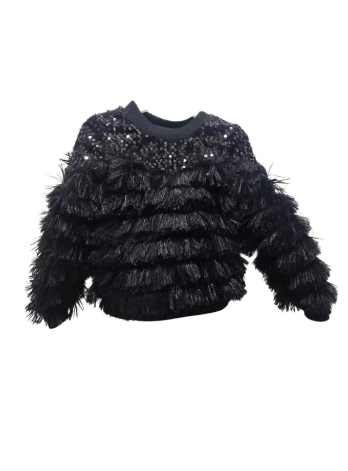 Μπλούζα Πούλιες και Γουνάκι Μαύρο - Νο 3-7 ετών