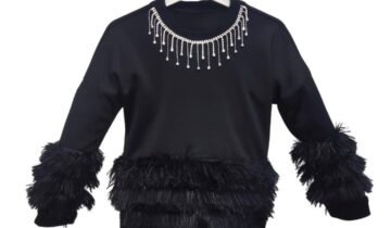 Μπλούζα με Κρόσια και Γουνάκι Μαύρη - Νο 6-10 ετών