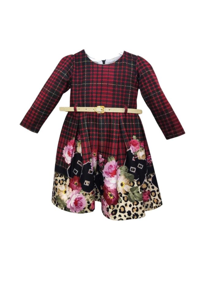 Φόρεμα Καρό με Λεοπάρ Mini - Νο 2-5 ετών