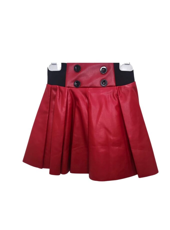 Φούστα Δερματίνη Μπορντό Junior - Νο 4-12 ετών