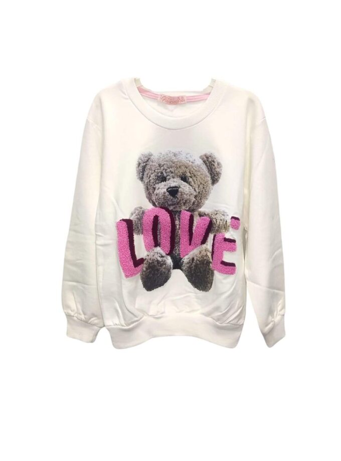 Μπλούζα Φούτερ Αρκουδάκι Love Junior - Νο 5-12 ετών