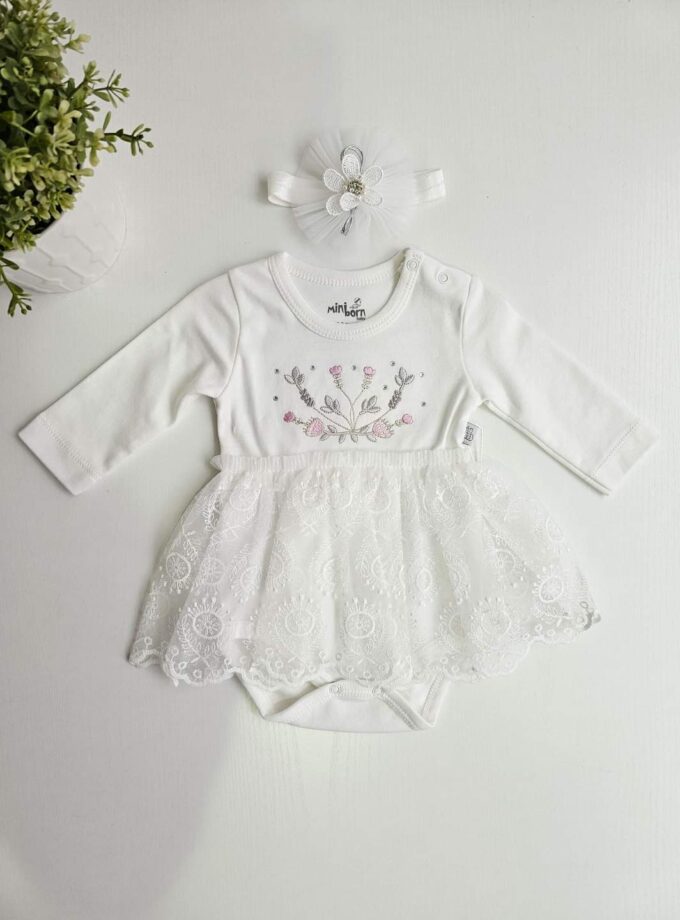 Βρεφικό Φορεματάκι Λευκό Δανδέλα Bebe - Νο 0-12 μηνών