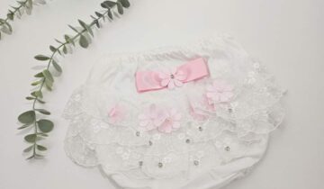 Βρακάκι Φιγούρας Άσπρο με Ροζ Λουλουδάκια