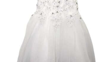 Φόρεμα Λευκό με Μπούστο με Στρασάκια και Λουλούδια Junior -Νο 4-16 ετών