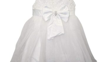 Φόρεμα Αμπιγιέ Άσπρο με Λουλουδάκια Junior - Νο 4-14 ετών