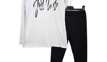 Σύνολο με Κολάν Λαμπερό Άσπρο Junior - Νο 8-16 ετών