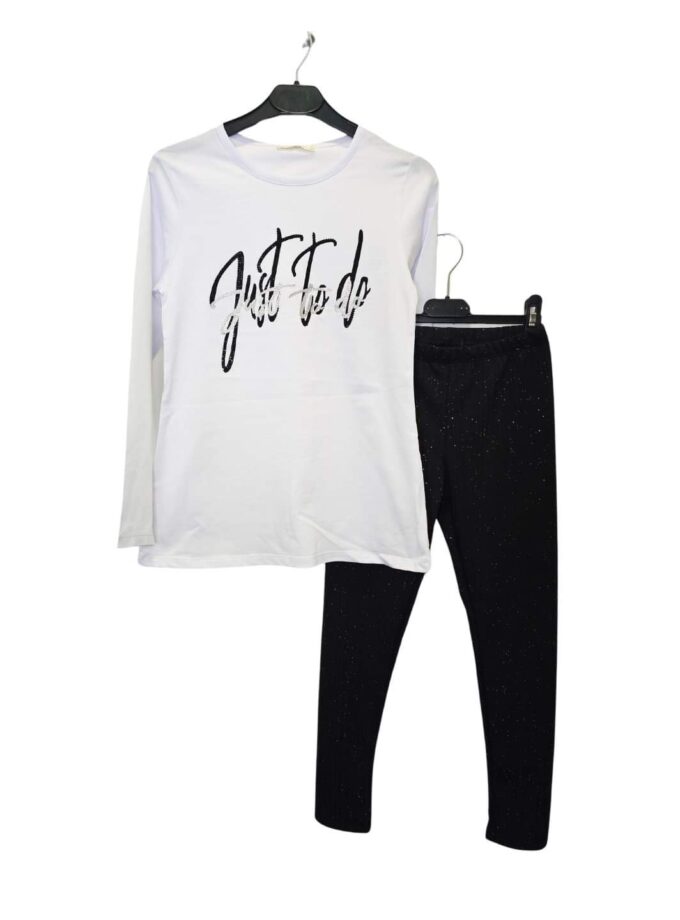 Σύνολο με Κολάν Λαμπερό Άσπρο Junior - Νο 8-16 ετών