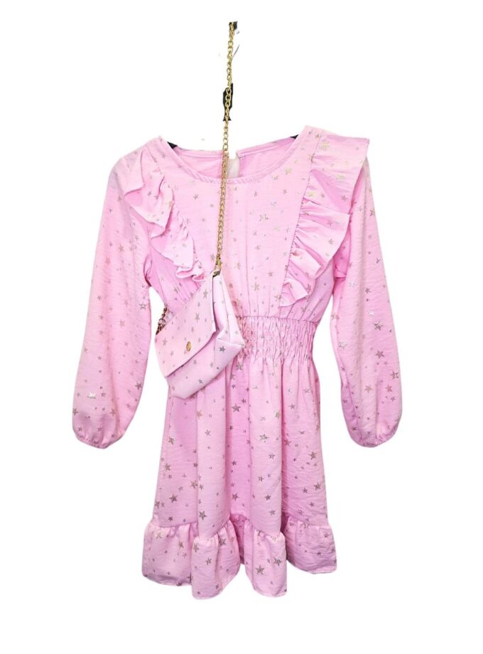 Φόρεμα Ροζ Αστεράκια Junior - Νο 4-14 ετών