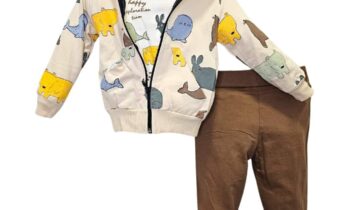 Σύνολο Τριπλό Ζωάκια Εκρού-Καφέ Bebe No 6-24 μηνών