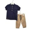 Σύνολο Μπλε Πουκάμισο Μπεζ Παντελόνι Λινό Bebe - Νο 6-24 μηνών