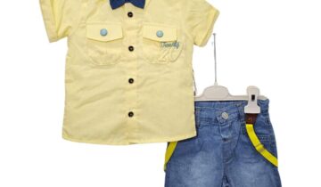 Σύνολο Κίτρινο Πουκαμισάκι και Τζιν Σορτς Bebe - Νο 6-24 μηνών