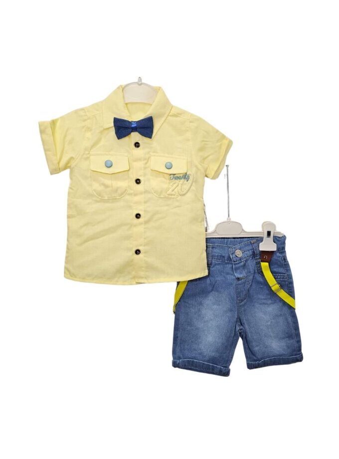 Σύνολο Κίτρινο Πουκαμισάκι και Τζιν Σορτς Bebe - Νο 6-24 μηνών