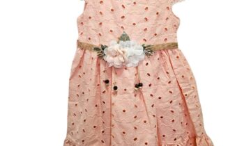 Φόρεμα Κηπούρ με Λουλουδάκι Σομόν Mini - Νο 2-5 ετών