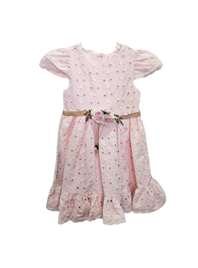 Φόρεμα Κηπούρ με Λουλουδάκι Ροζ Mini - Νο 2-5 ετών