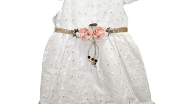 Φόρεμα Κηπούρ με Λουλουδάκι Άσπρο Mini - Νο 2-5 ετών