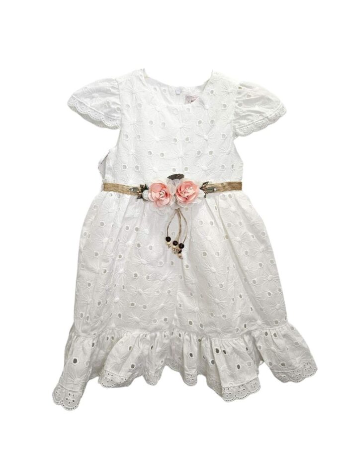 Φόρεμα Κηπούρ με Λουλουδάκι Άσπρο Mini - Νο 2-5 ετών