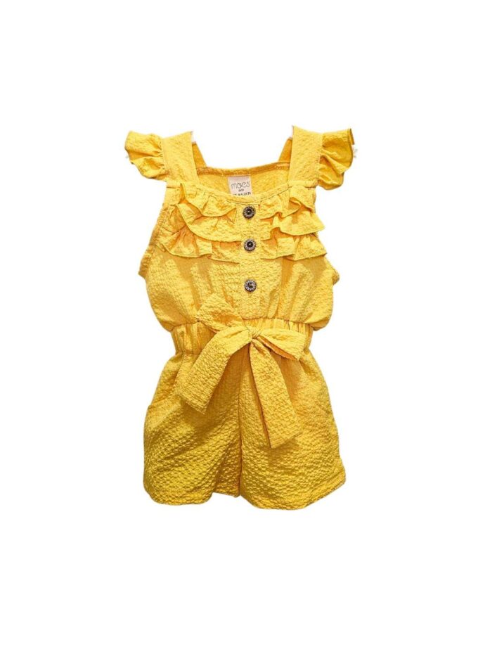 Φόρμα Ολόσωμη Γκοφρέ Κίτρινη Bebe - Νο 3-18 μηνών