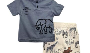 Σύνολο Elephant Γκρι-Μπεζ Bebe - Νο 6-24 μηνών