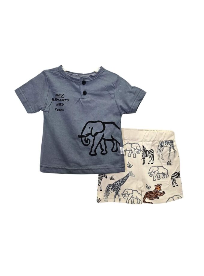 Σύνολο Elephant Γκρι-Μπεζ Bebe - Νο 6-24 μηνών
