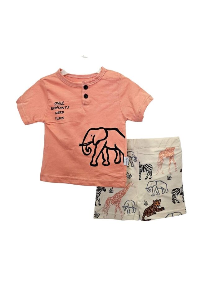 Σύνολο Elephant Κεραμιδί-Μπεζ Bebe - Νο 6-24 μηνών