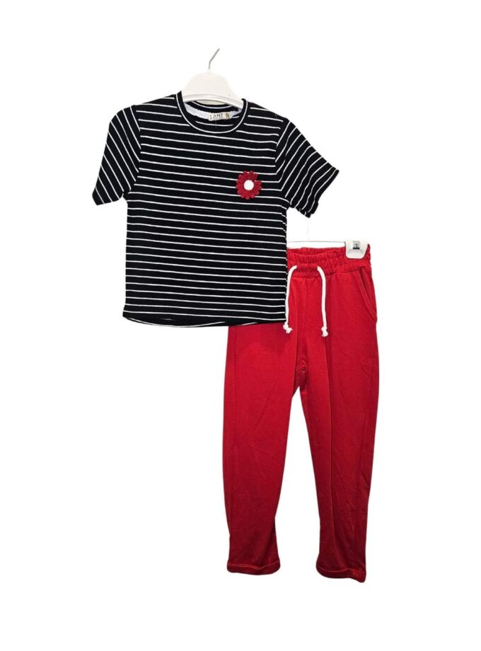 Σύνολο Stripes Μαύρο Junior - Νο 6-10 ετών