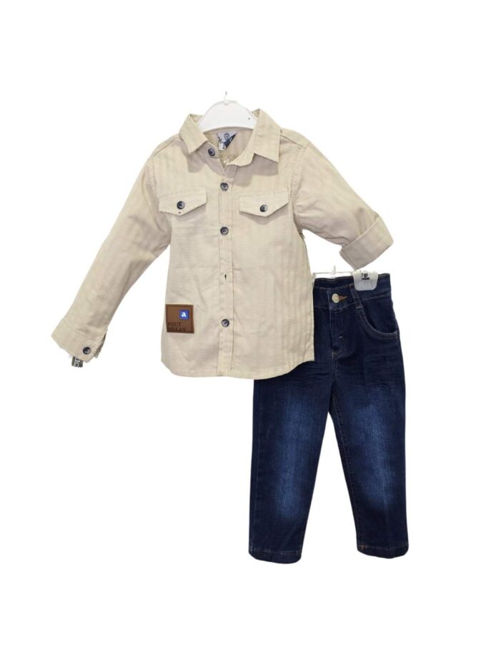 Σύνολο Τζιν με Μπεζ Πουκάμισο Mini - Νο 2-5 ετών