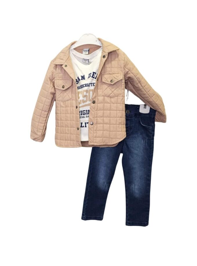 Σύνολο Τριπλό Μπεζ Καπιτονέ Mini - Νο 2-5 ετών