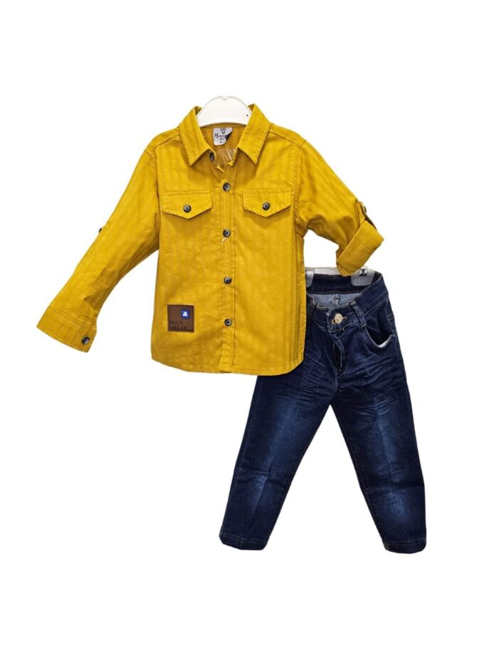 Σύνολο Τζιν με Μουσταρδί Πουκάμισο Mini - Νο 2-5 ετών